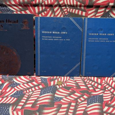 Partial 1857-1909 Flying Eagle & Indian Head Cent Collection in 3 Whitman Albums (3 Flying Eagles & 60 Indian Head = 63 Coins Total)