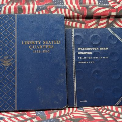 (2) *EMPTY* Whitman Folders, Wahington Quarters 1946 to 1959 & Liberty Seated Quarters 1838-1865 - No Coins!