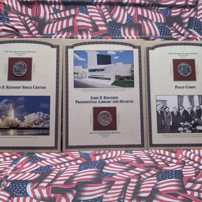 1965, 1966 & 1967 Kennedy 40% Silver Half Dollars in Info Display Cards