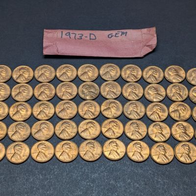 (50) 1973-D Lincoln Memorial Cents, GEM