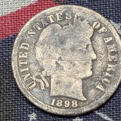 1898-O Barber 90% Silver Dime