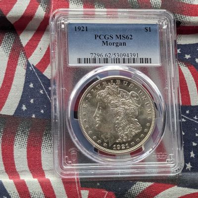 1921 Morgan 90% Silver Dollar - PCGS MS62