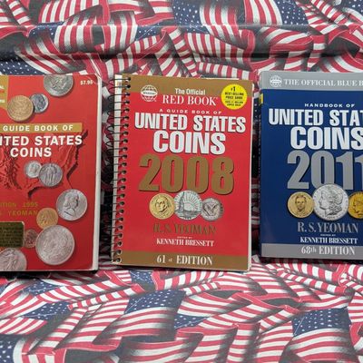 3 Coin Books, Handbook of U.S. Coins 2011, The Official Red Book 2008 & A Guide Book of U.S. Coins 1995