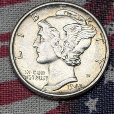 UNC - 1943-D Mercury 90% Silver Dime