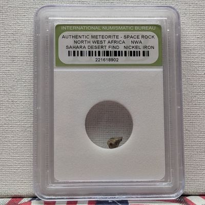 Authentic Meteorite Space Rock - North West Africa - Sahara Desert Find - Nickel Iron - Slabbed International Numismatic Bureau