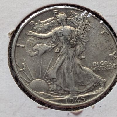 1945 Walking Liberty 90% Silver Half Dollar