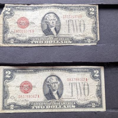 1928 D Series & 1928 G Series $2.00 RED SEAL Banknotes