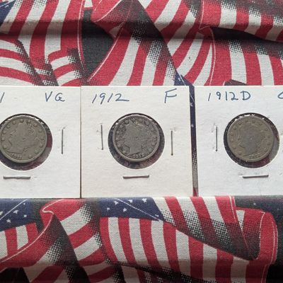 1911, 1912 & 1912-D Liberty Head V Nickels