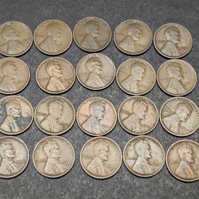 (20) 1910 & Teens Lincoln Wheat Cents