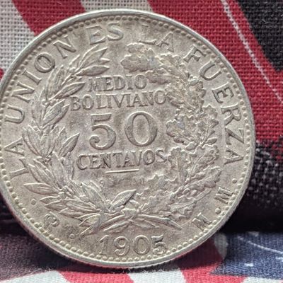 1905-PTS Bolivia 90% Silver 50 Centavos - 11.5g