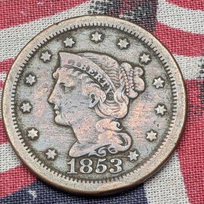 VF - 1853 Braided Hair Large Cent