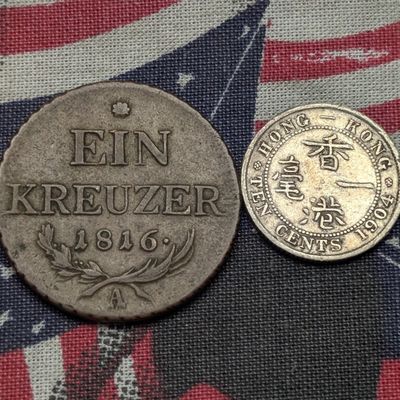 1904 Asia 10 Cents 80% Silver 2.71g & 1816 Austria 1 Kreuzer