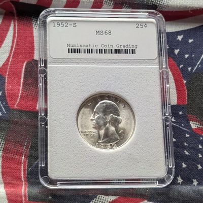 1952-S Washington 90% Silver Quarter - NCG Cert. MS68 - (NOT NGC)