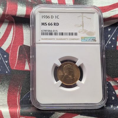 1936-D Lincoln Wheat Cent - NGC MS66 RD