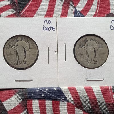 (2) No Date Standing Liberty 90% Silver Quarters