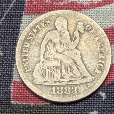 1883 w/ Legend Seated Liberty 90% Silver Dime - VG+
