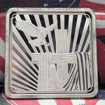 1 Troy Oz. .999 FINE SILVER Eagle Landing on The Cross Designed Art Bar