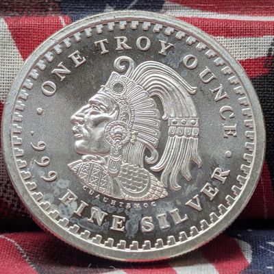 1 Troy Oz. .999 FINE SILVER Aztec Warrior Designed Round