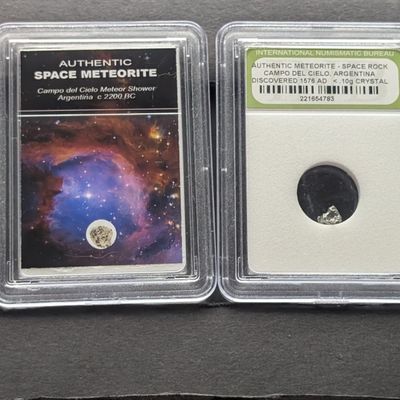 Authentic Campo del Cielo Argentina Meteor Shower & Meteorite Space Rock (2 PCS) - Slabbed International Numismatic Bureau