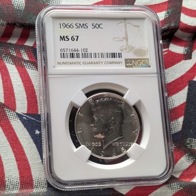 1966 SMS Kennedy 40% Silver Half Dollar - NGC MS67