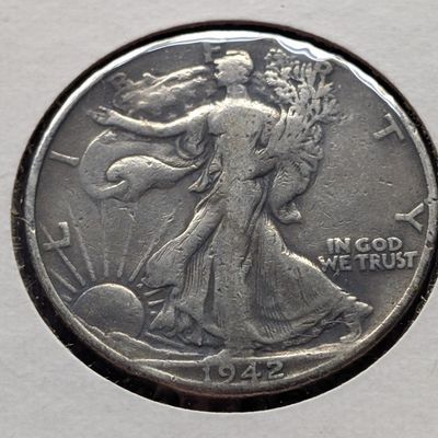 1942 Walking Liberty 90% Silver Half Dollar