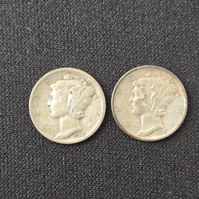 1938-S & 1939 Mercury 90% Silver Dimes
