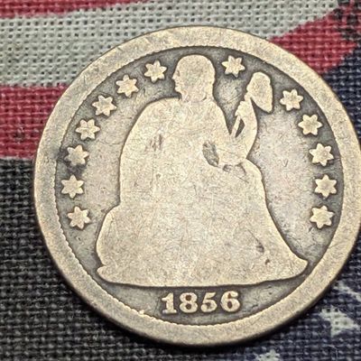 GOOD - 1856 w/ Stars Seated Liberty 90% Silver Dime w/ Small Letters