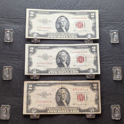 1953-B & (2) 1953-C Series $2.00 RED SEAL Banknotes