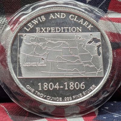 1 Troy Oz. .999 FINE SILVER Lewis & Clark Expedition Designed Round in Sealed Plastic