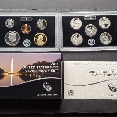 2017-S U.S. Mint Silver Proof Set with ATB Quarters and Sacagawea Dollar in OGP w/ COA - Includes (7) 90% Silver Coins