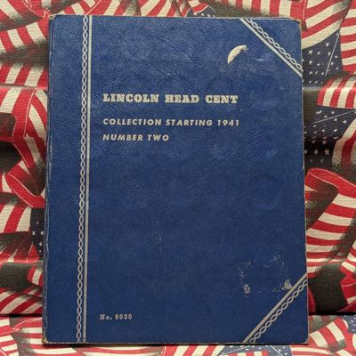 Partial Lincoln Head Cent Whitman Collection Folder, 65 Coins, Almost Complete