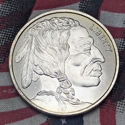 1 Troy Oz. .999 FINE SILVER Indian Head Buffalo Designed Round