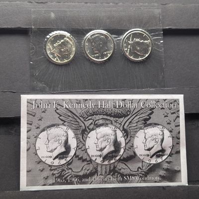 1965, 1966 & 1967 in Gem SMS Condition John F. Kennedy 40% Silver Half Dollar Collection