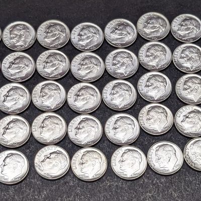 (50) 1963 Roosevelt 90% Silver Dimes, BU - All 90% Silver