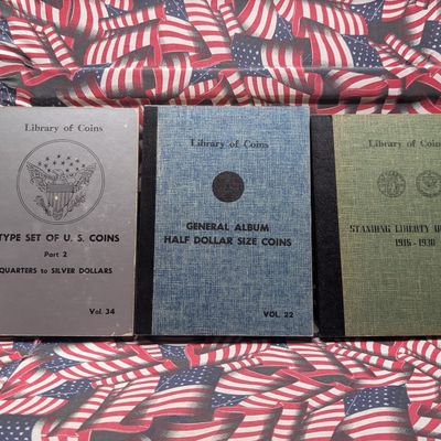 *EMPTY* Half Dollar, Type Coin (Quarter and Silver Dollar) & Standing Liberty Quarter Vintage Library of Coin Collector's Albums...