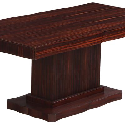 FRENCH ART DECO ANDRE ARBUS DINING TABLE C 1935. MACCASSAR EBONY AND MAHOGANY