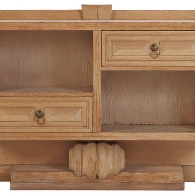 FRENCH OAK CONSOLE TABLE HAVING TWO DRAWERS C 1955.