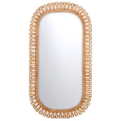 48" GILT GESSO AND IVORY COLORED GLASS MIRROR IN THE MANNER OF LINE VAUTRIN.