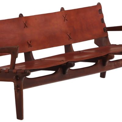 ANGEL PAZMINO FOR MUEBLES DE ESTILO ROSEWOOD AND LEATHER THREE-SEAT SOFA CIRCA 1960.