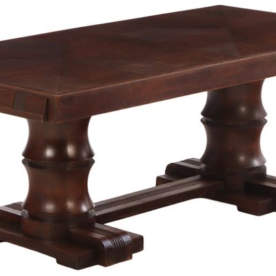 FRENCH OAK DINING TABLE IN THE MANNER OF CHARLES DUDOUYT C 1940 ALLOWING FOR TWO LEAVES.