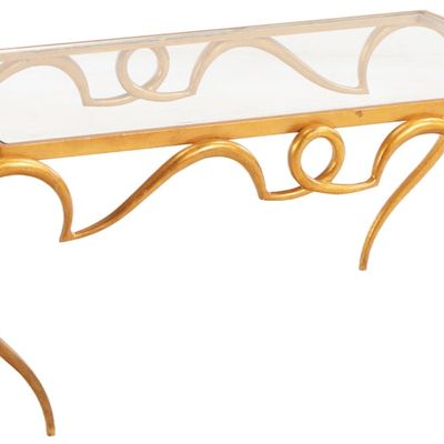 RENE DROUET GILT METAL COFFEE TABLE C. 1950