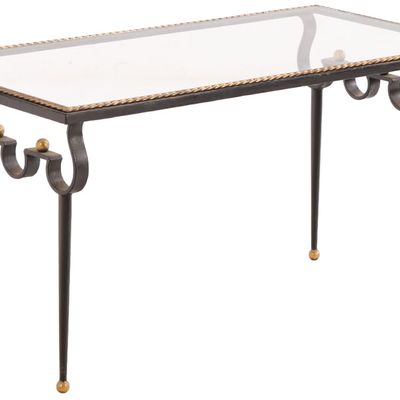 JEAN ROYERE STYLE BLACK AND GILT IRON COFFEE TABLE C 1950, FRANCE