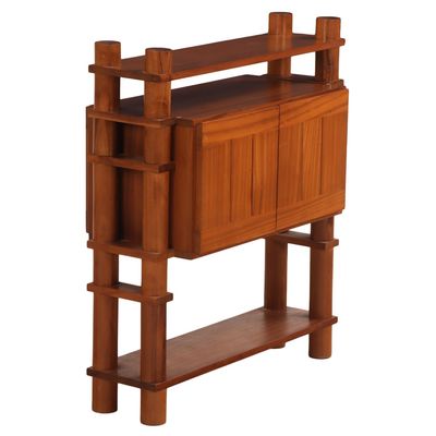 FRENCH SOLID MAHOGANY BRUTALIST STYLE ARCHITECTURAL CABINET C 1950.