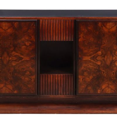 FRENCH ART DECO WALNUT CABINET ATTRIBUTED TO DOMINIQUE C. 1930. DISMANTLES.