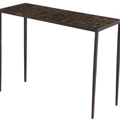 IRON AND MICA CONSOLE TABLE IN THE MANNER OF JEAN-MICHEL FRANK.