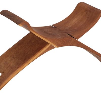 SOLID HARDWOOD FOLDING STOOL. POSSIBLY AFRICAN.