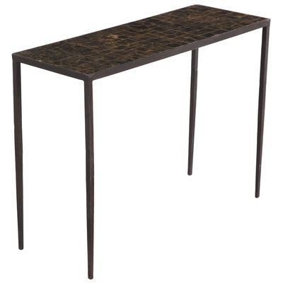 IRON AND MICA CONSOLE TABLE IN THE MANNER OF JEAN-MICHEL FRANK.