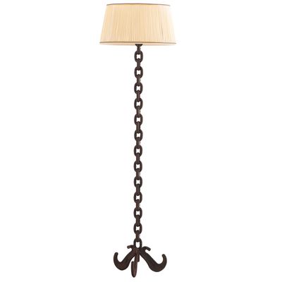 CHAIN LINK IRON FLOOR LAMP WITH C CLAMP BASE.
