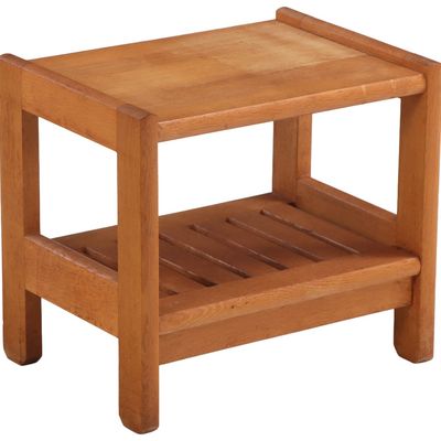 FRENCH OAK END TABLE BY GUILLERME AND CHAMBRON C 1960.