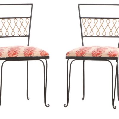 FRENCH FORTIES SET OF FOUR IRON AND GILT CHAIRS IN THE STYLE OF RENE PROU